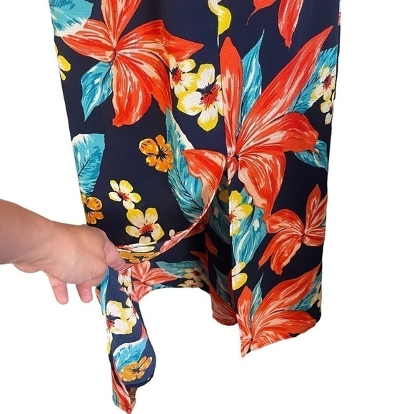 GUC Monteau floral dress, blue, orange, aqua, yellow, size Small - Picture 4 of 10